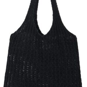 Crochet Shoulder Bag Handmade Lightweight Polyester Travel Tote for Women